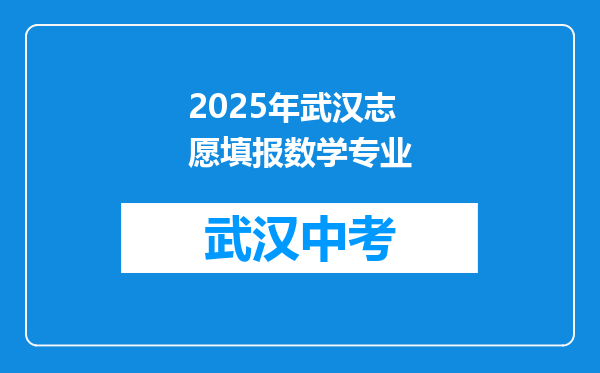 2026年武汉志愿填报数学专业