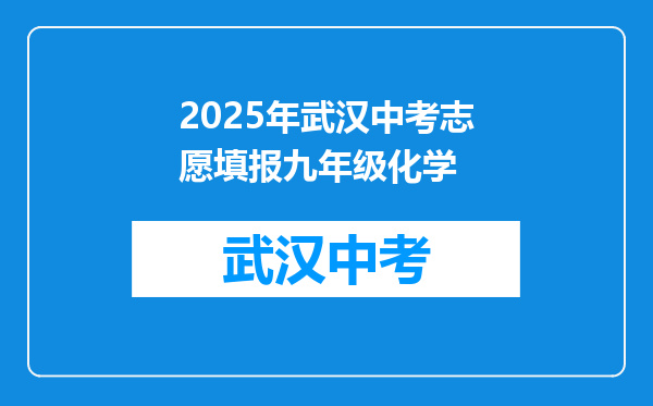 2025年武汉中考志愿填报九年级化学