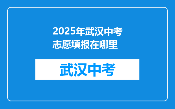 2025年武汉中考志愿填报在哪里