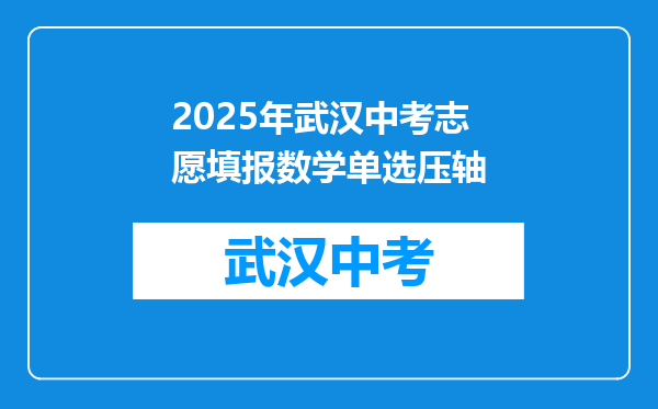 2025年武汉中考志愿填报数学单选压轴