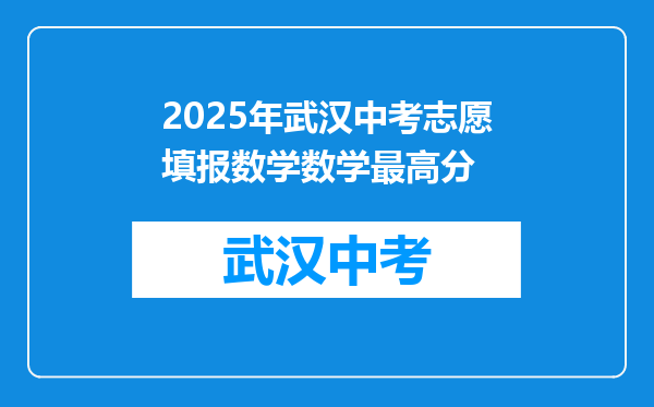 2025年武汉中考志愿填报数学数学最高分