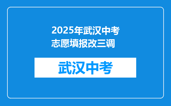 2025年武汉中考志愿填报改三调