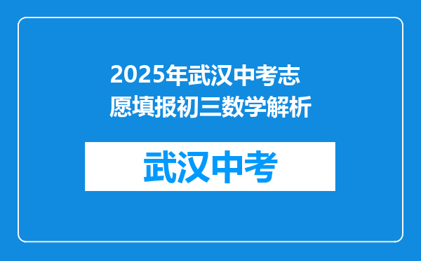 2025年武汉中考志愿填报初三数学解析