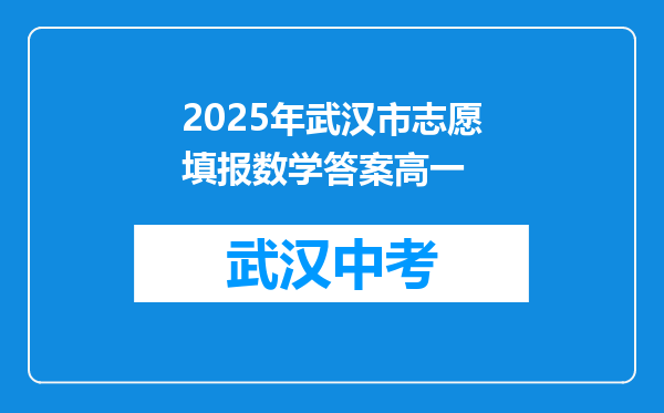 2025年武汉市志愿填报数学答案高一