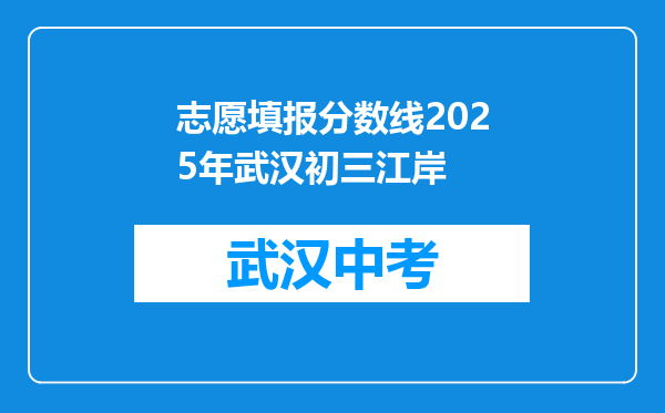 志愿填报分数线2025年武汉初三江岸