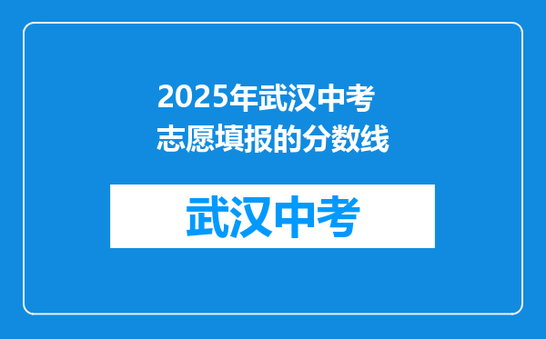 2026年武汉中考志愿填报的分数线
