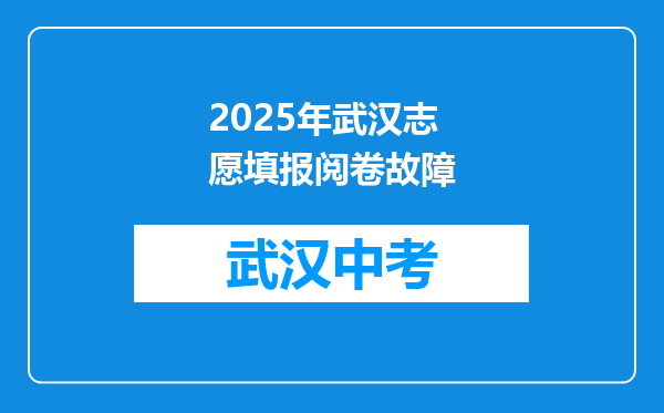2026年武汉志愿填报阅卷故障