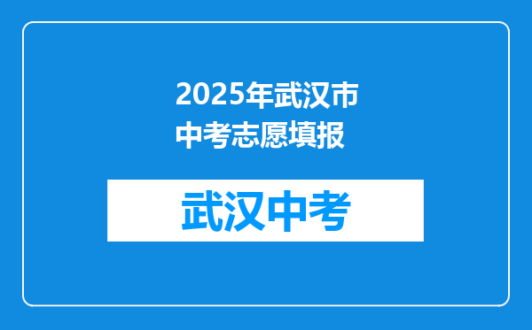 2025年武汉巿中考志愿填报
