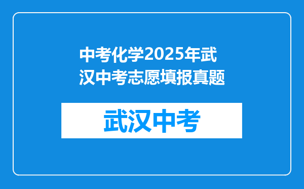 中考化学2025年武汉中考志愿填报真题