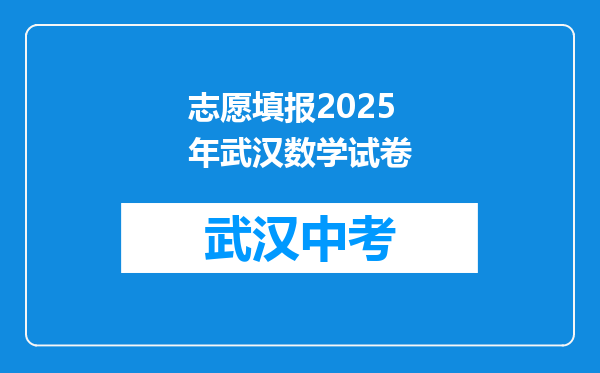 志愿填报2025年武汉数学试卷