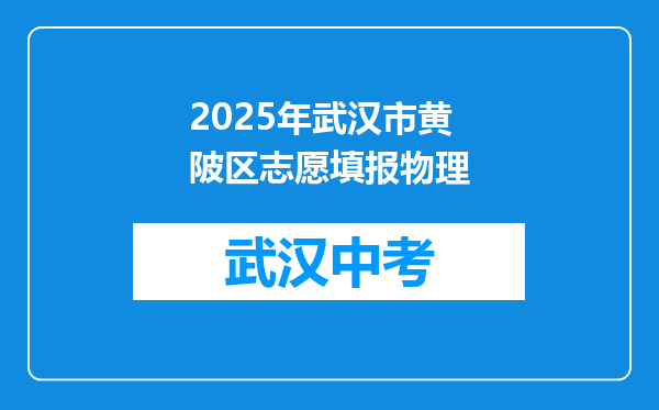 2026年武汉市黄陂区志愿填报物理