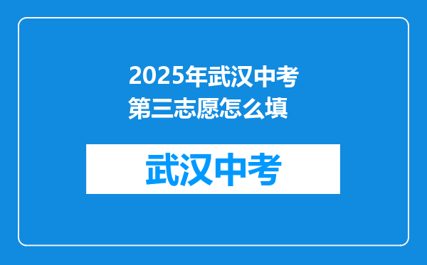 2025年武汉中考第三志愿怎么填