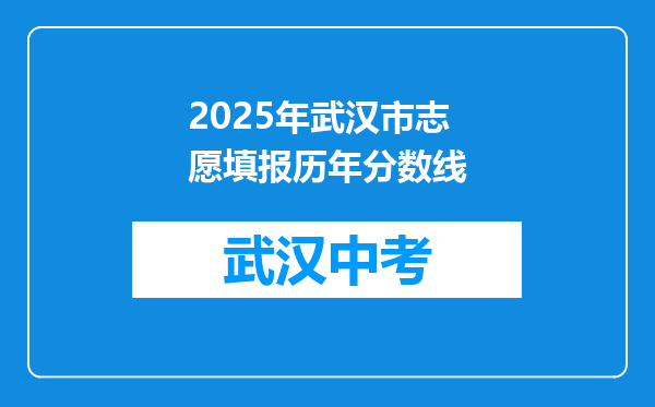 2025年武汉市志愿填报历年分数线
