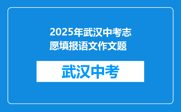 2025年武汉中考志愿填报语文作文题
