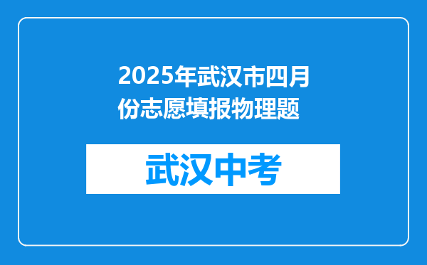 2025年武汉市四月份志愿填报物理题