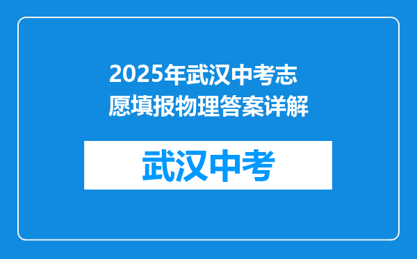 2025年武汉中考志愿填报物理答案详解