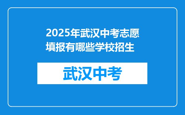 2025年武汉中考志愿填报有哪些学校招生
