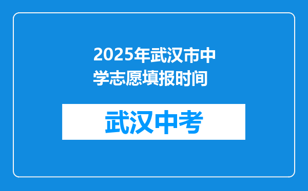 2026年武汉市中学志愿填报时间