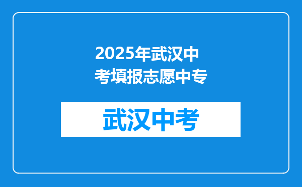 2025年武汉中考填报志愿中专