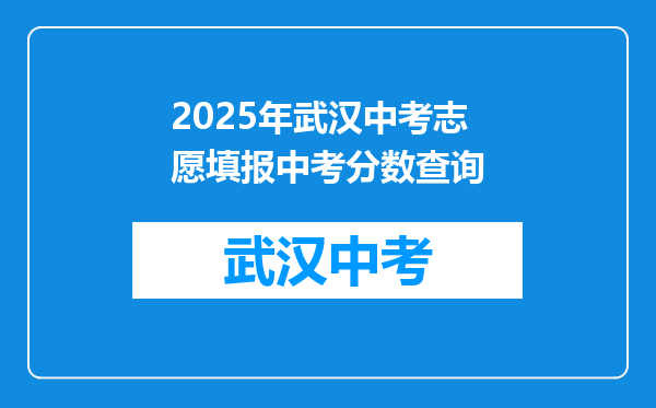 2025年武汉中考志愿填报中考分数查询