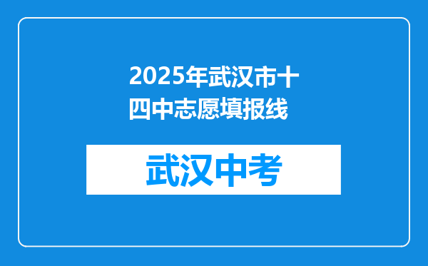 2025年武汉市十四中志愿填报线