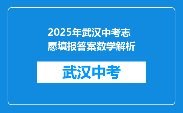 2025年武汉中考志愿填报答案数学解析