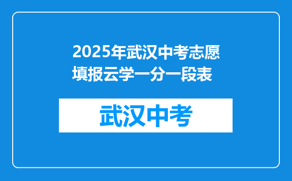 2025年武汉中考志愿填报云学一分一段表