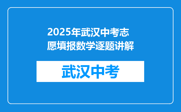 2025年武汉中考志愿填报数学逐题讲解