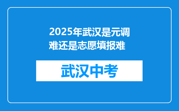 2025年武汉是元调难还是志愿填报难