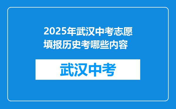 2025年武汉中考志愿填报历史考哪些内容