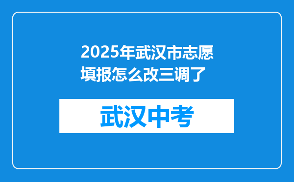 2026年武汉市志愿填报怎么改三调了