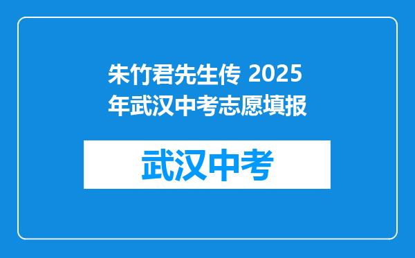 朱竹君先生传 2025年武汉中考志愿填报