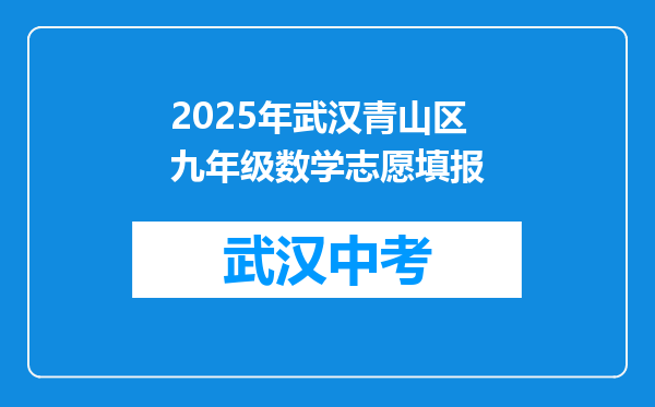 2025年武汉青山区九年级数学志愿填报