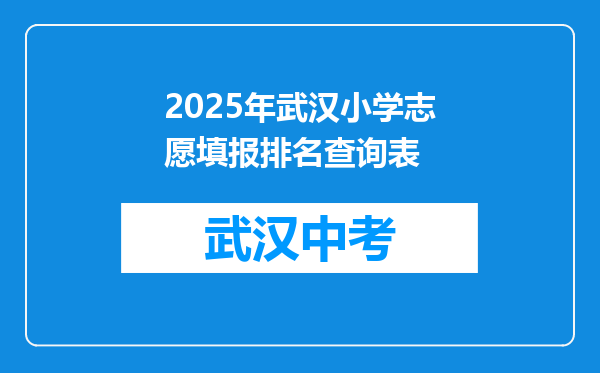 2025年武汉小学志愿填报排名查询表
