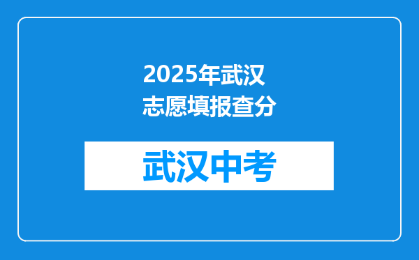 2025年武汉志愿填报查分