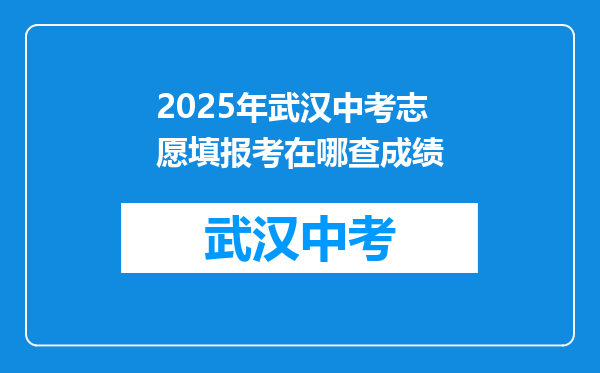 2025年武汉中考志愿填报考在哪查成绩