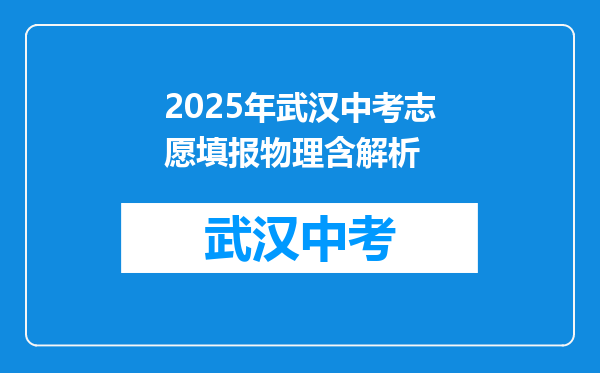 2025年武汉中考志愿填报物理含解析