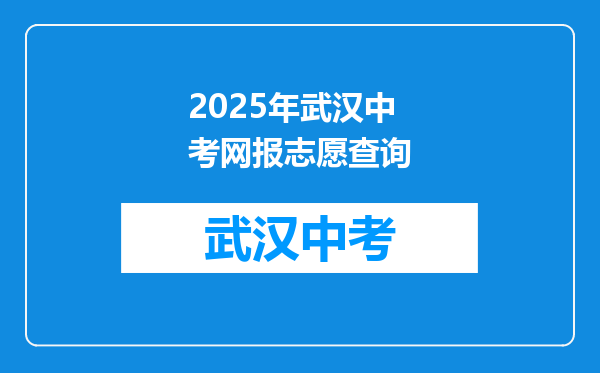 2025年武汉中考网报志愿查询