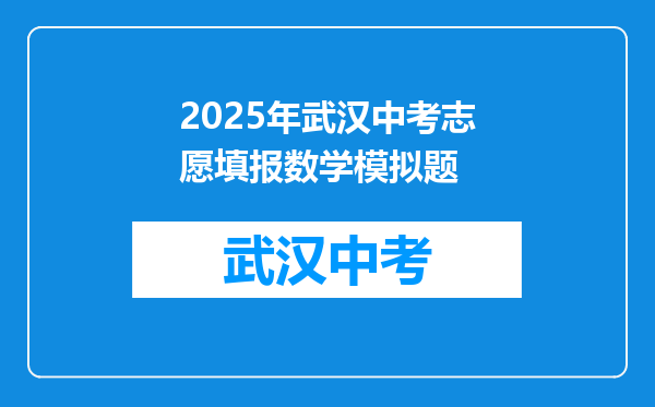 2025年武汉中考志愿填报数学模拟题