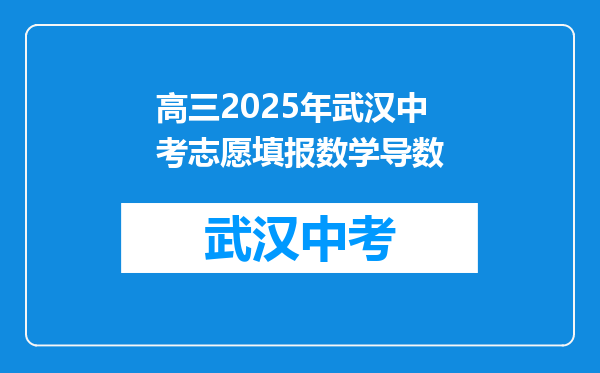 高三2025年武汉中考志愿填报数学导数