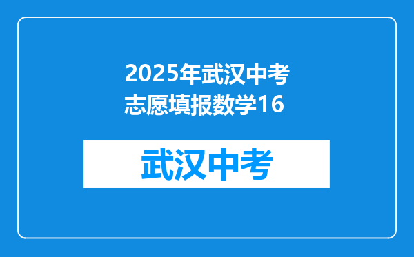 2025年武汉中考志愿填报数学16