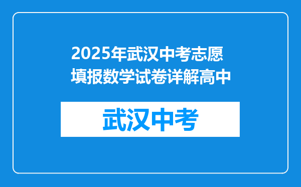 2025年武汉中考志愿填报数学试卷详解高中