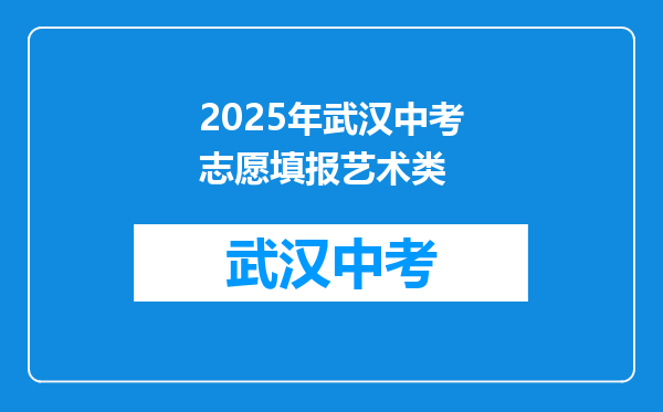 2025年武汉中考志愿填报艺术类