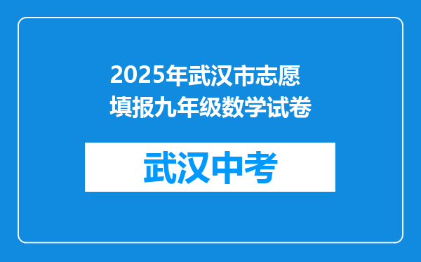 2025年武汉市志愿填报九年级数学试卷