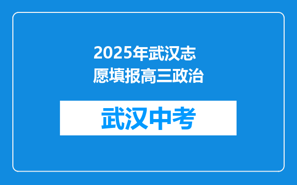 2025年武汉志愿填报高三政治