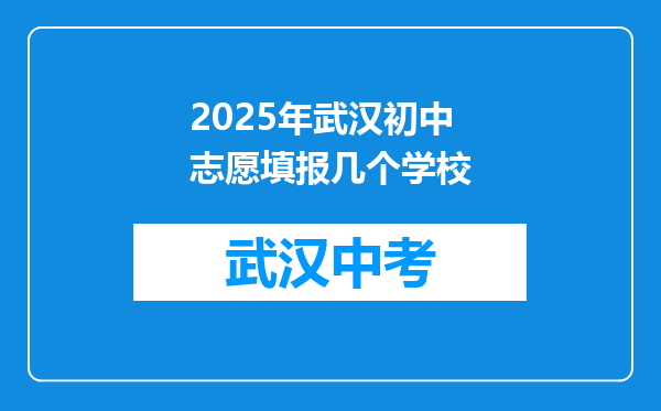 2025年武汉初中志愿填报几个学校