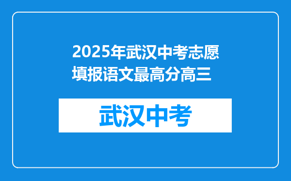 2025年武汉中考志愿填报语文最高分高三