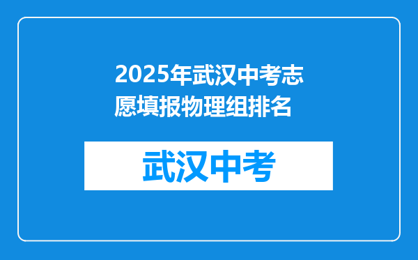 2025年武汉中考志愿填报物理组排名