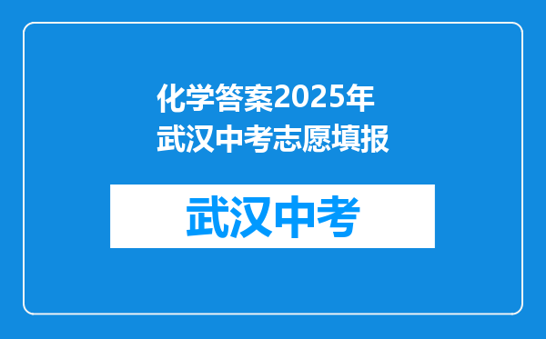 化学答案2025年武汉中考志愿填报