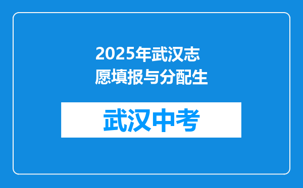 2025年武汉志愿填报与分配生